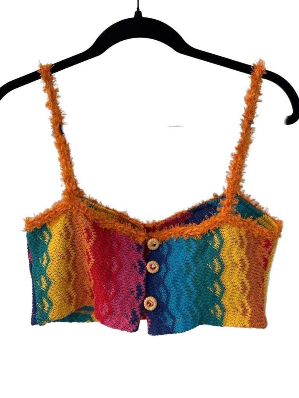 Alexis Cielo Crochet Multi-Color Striped Knit Bralette Crop Top